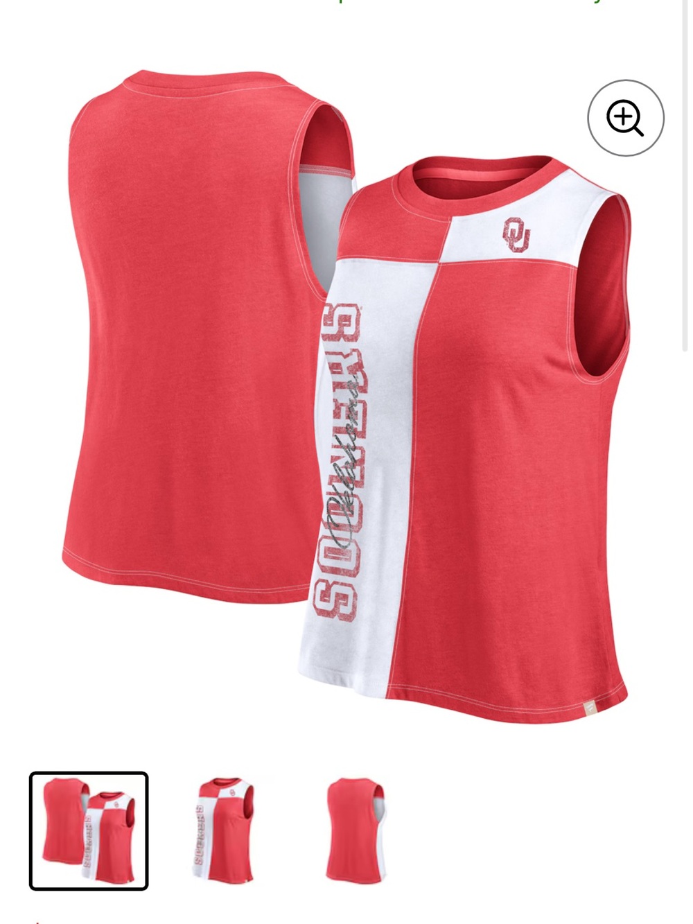 Women’s fanatics crimson/white Oklahoma Sooner color block tank